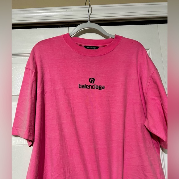 Balenciaga Tops - 100% Authentic Balenciaga Pink Oversized logo T-shirt premium high quality Tee